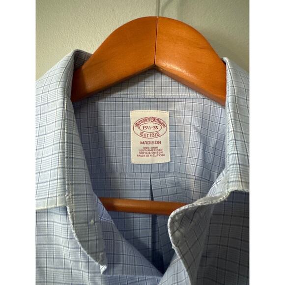 Men’s Size L 15.5 35 Brooks Brothers Button Up Blue Shirt - Picture 2 of 7